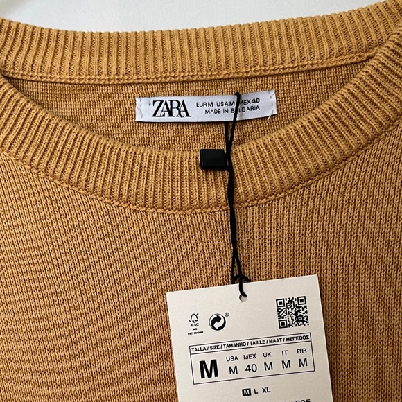 Zara Men's Join Life Camel Crewneck Sweater cotton size medium NWT - Picture 2 of 8